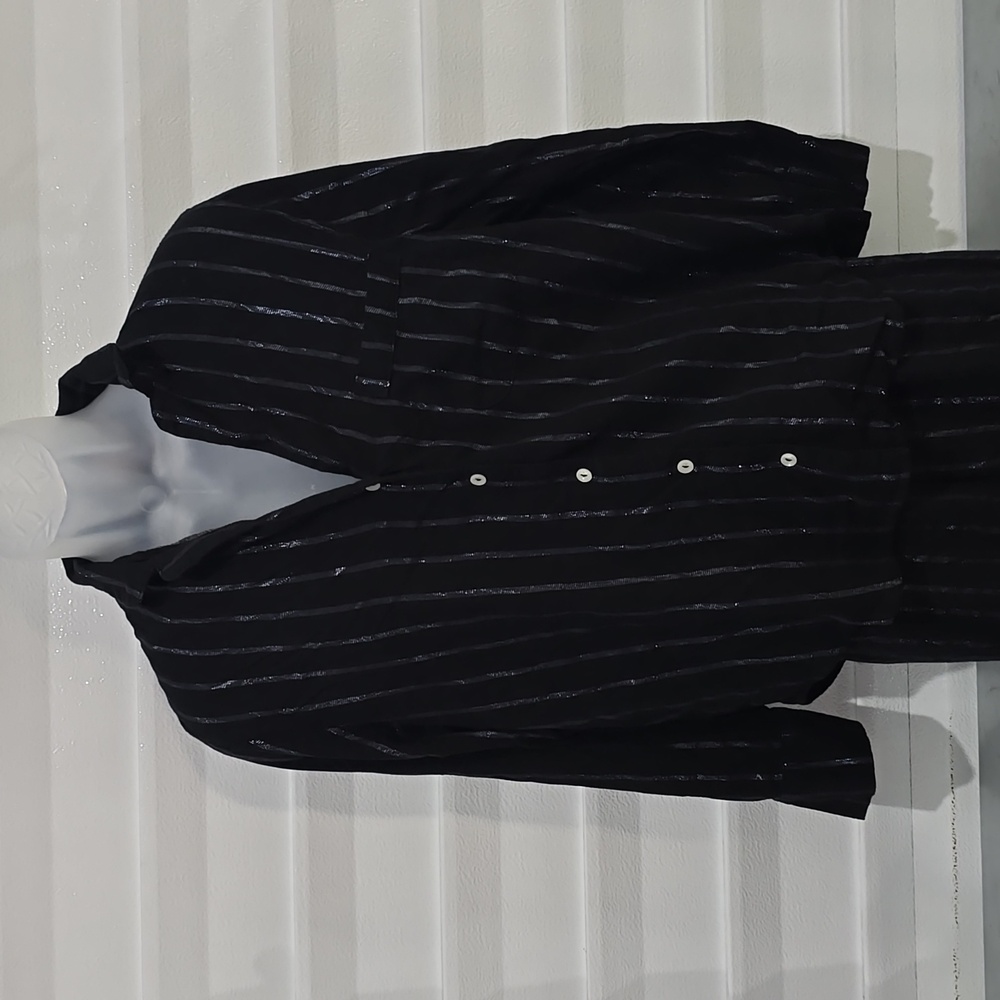 Victoria Secret Black Shimmer Striped Pajamas Medium - Picture 2 of 16